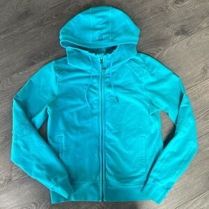 Lululemon blue zippered down Travel hoodie Jacket